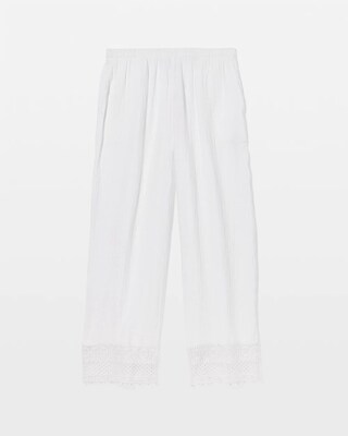 Crochet Lace Trim Wide Leg Pajama Pants | Soma